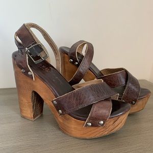 Bed Stu Brown Wooden Heels